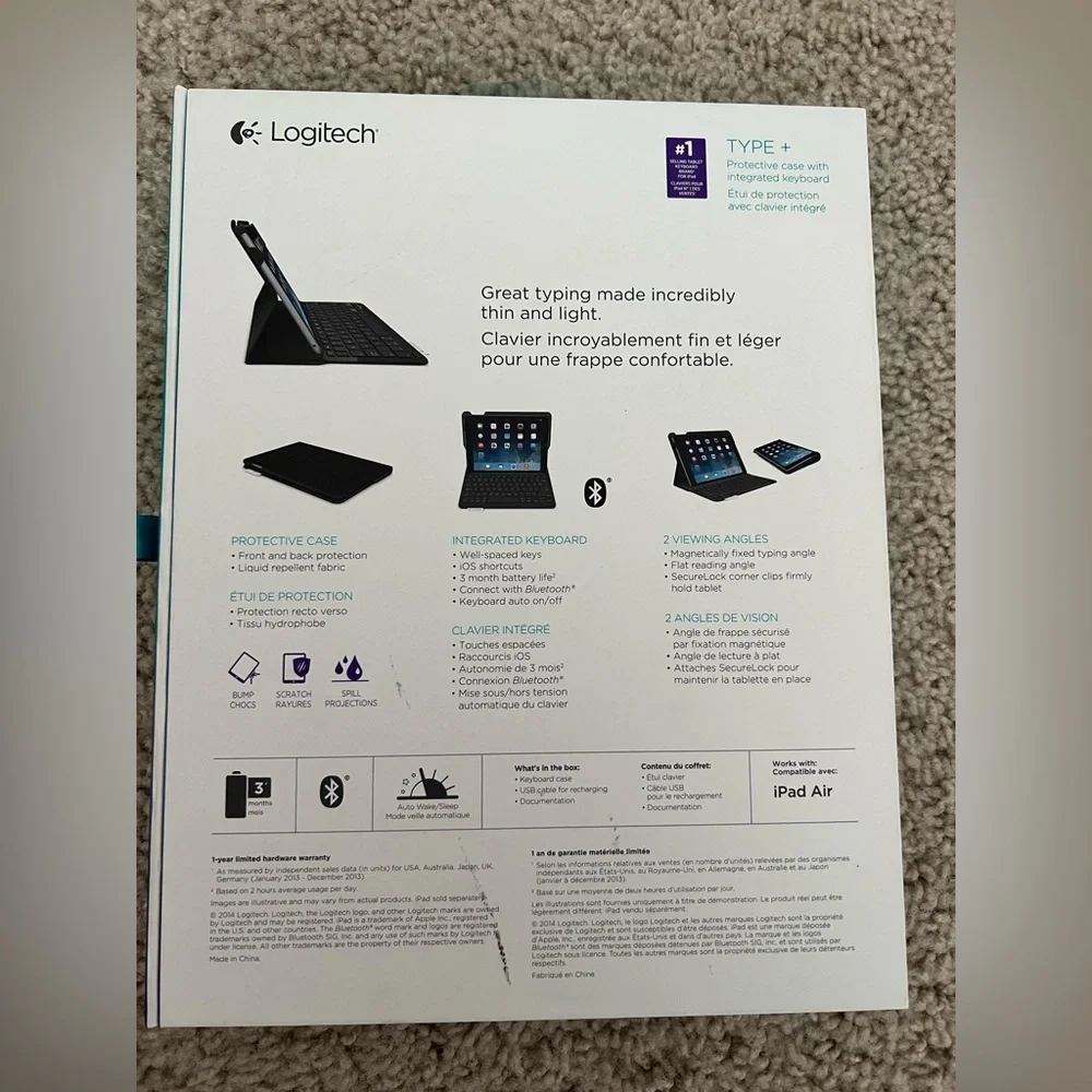 Logitech Type Plus iPad Air Folio Key Type + protective case